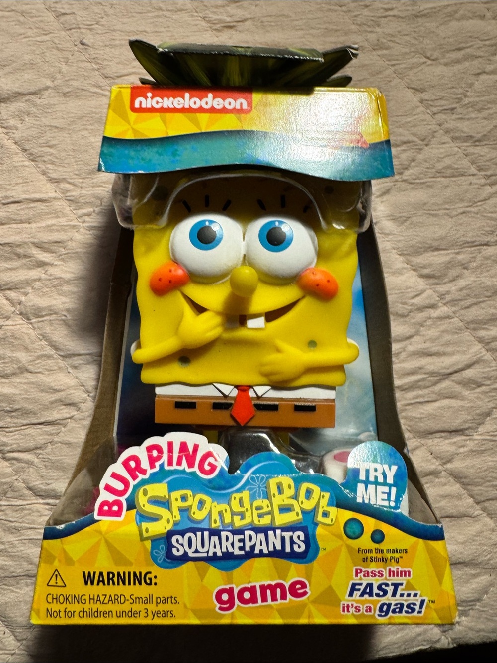 SpongeBob SquarePants Yellow and Blue Burping Game Figure by Nickelodeon